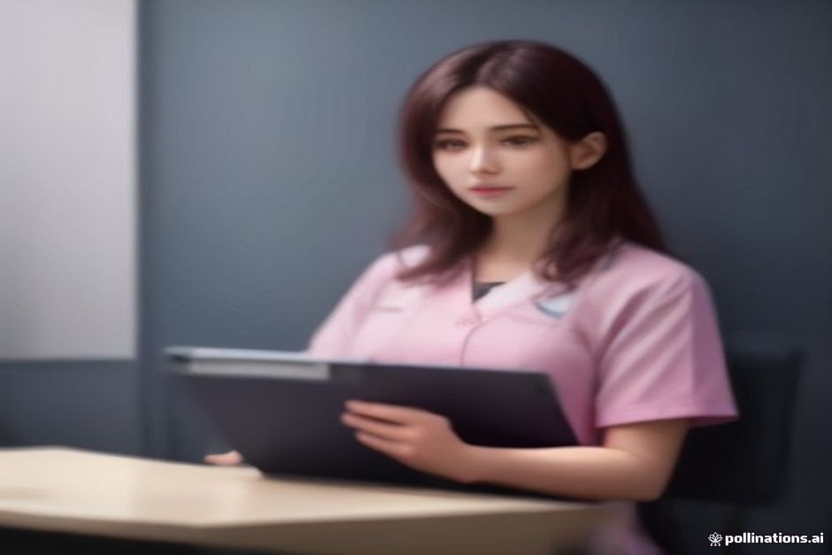 Recepcionista confirmando um horário de consulta em um tablet na recepção de uma clínica